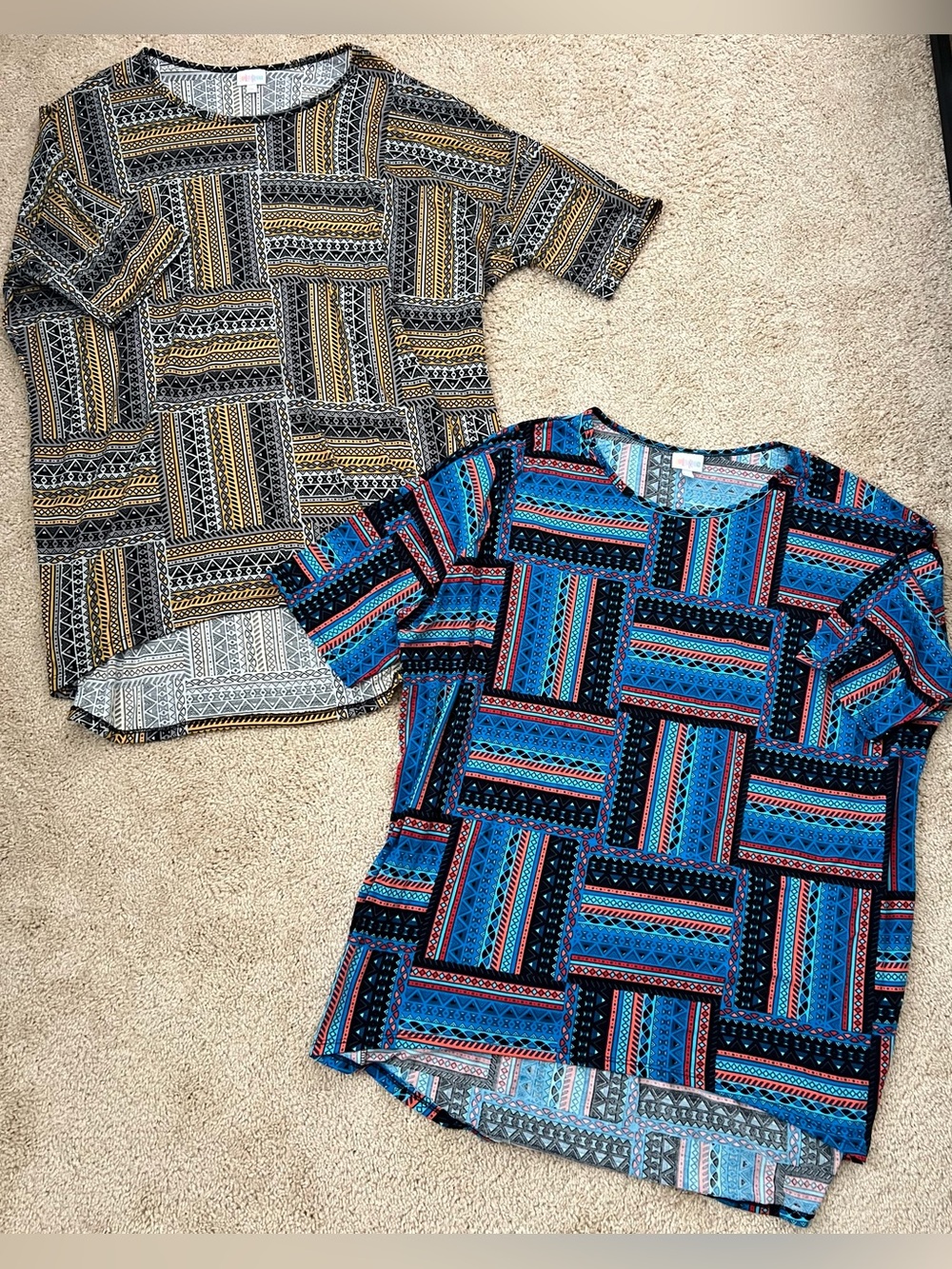 LuLaRoe Irma Tunic Top Shirt Lot Of 2 Geometric Aztec Print Size XXL